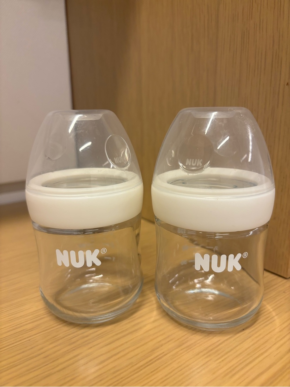NUK 4 oz Glass Baby Bottles w Lids - Set of 2